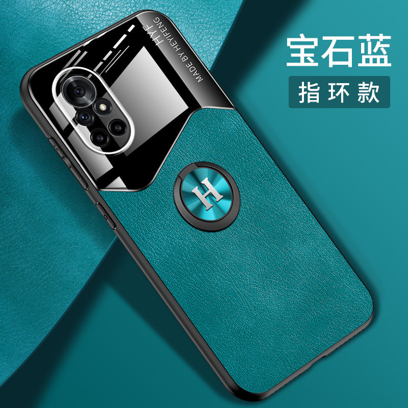 雅伊美适用于 华为noua8手机壳带磁吸支架nova8金属圈全包nave8商务皮