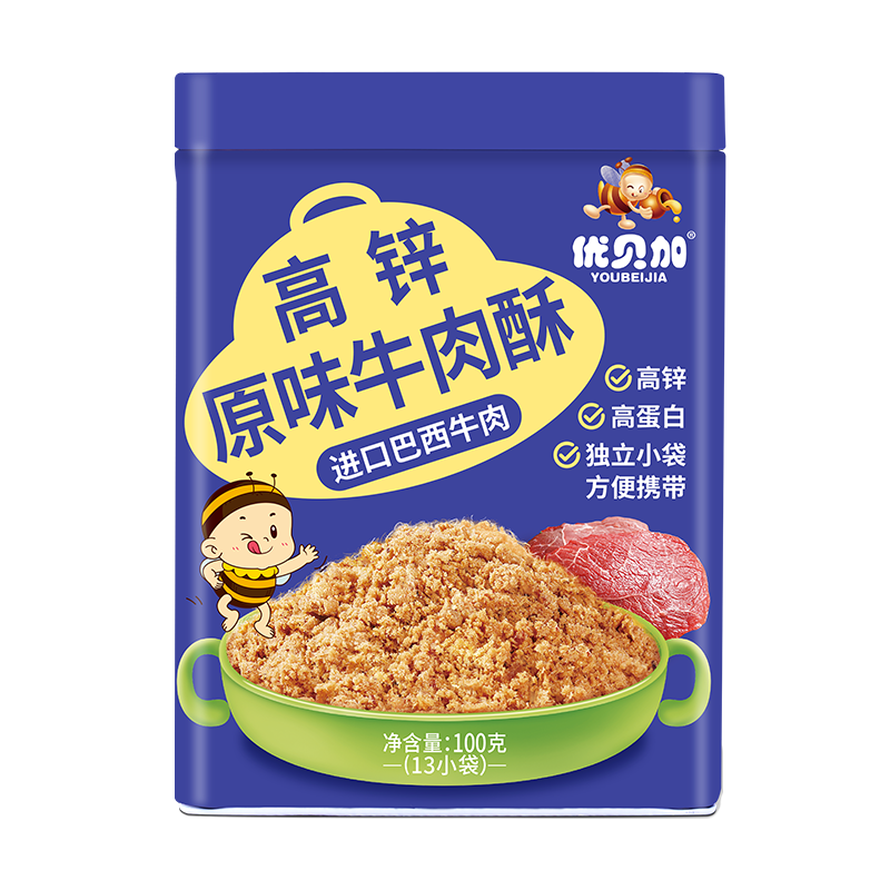 優(yōu)貝加高蛋白牛肉酥拌飯料肉松豬肉絨鱈魚(yú)肉絨兒童零食無(wú)添加食鹽100克 【高鋅原味】牛肉酥