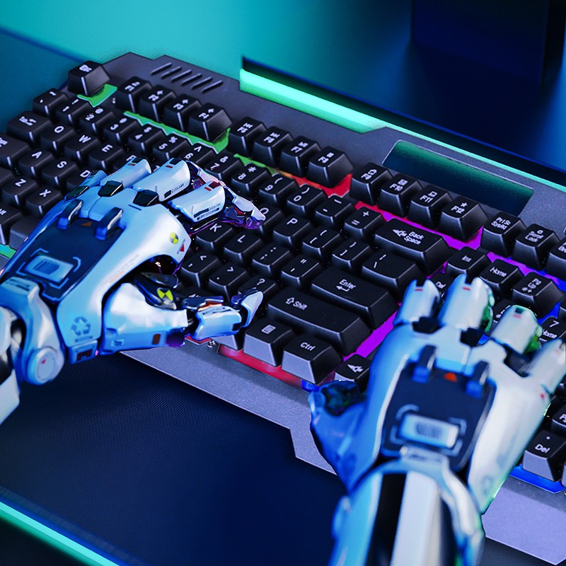 吉选（GESOBYTE）GX18真机械手感键盘鼠标套装 有线游戏键鼠套装 电脑台式机笔记本网吧家用USB键盘 金属灰