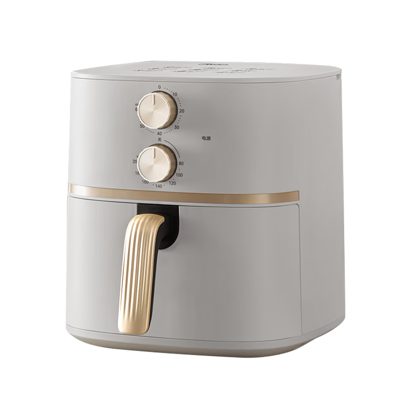 美的（Midea）【國家補貼】空氣炸鍋 家用免翻面 全自動炸鍋大容量炸藍蒸汽嫩炸 無需翻面空氣炸烤一體機炸鍋 【控溫控時 免翻面】KZE505P6 5.3L