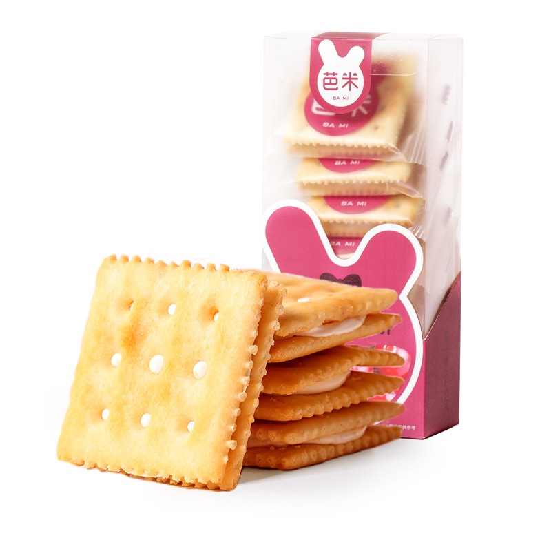 芭米 牛轧饼干 办公早餐台湾风味牛轧饼夹心饼干休闲食品孕妇儿童零食148g 蔓越莓味1盒