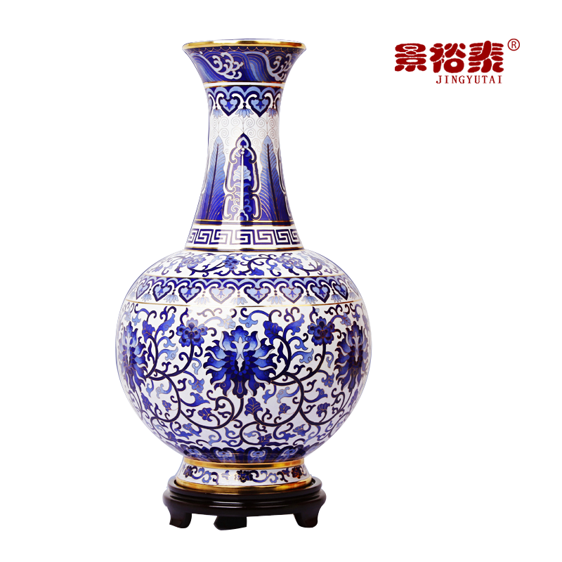景裕泰 景泰藍(lán)花瓶工藝品賞瓶北京特色手工藝品銅胎掐絲琺瑯外事家居客廳辦公室裝飾商務(wù)會(huì)議外事禮品擺件 青花
