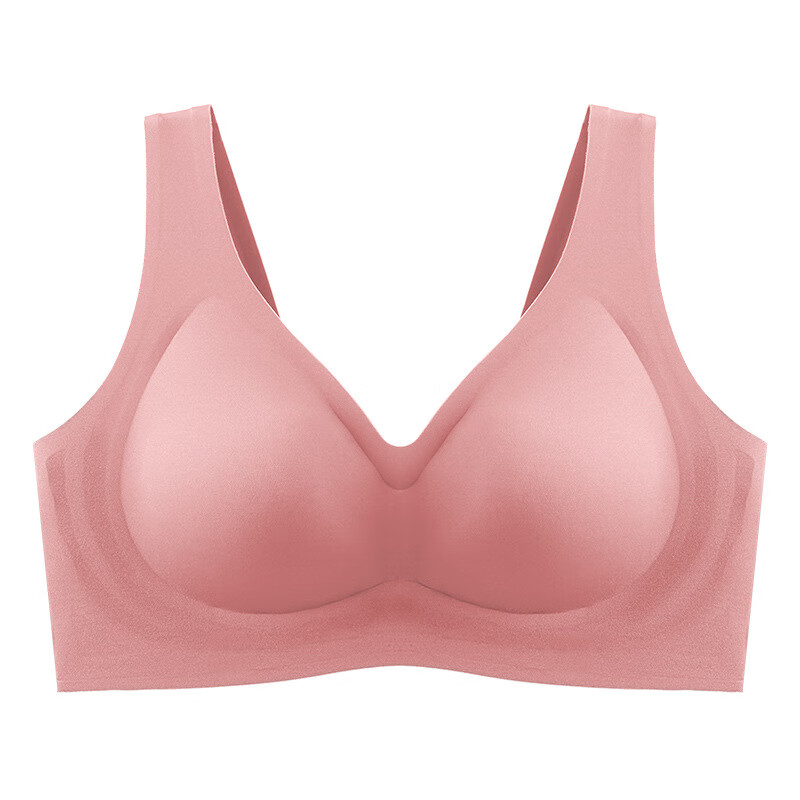 女美背心式一体小胸聚拢无钢圈乳胶无痕薄款背心 豆沙色 m32/70abc