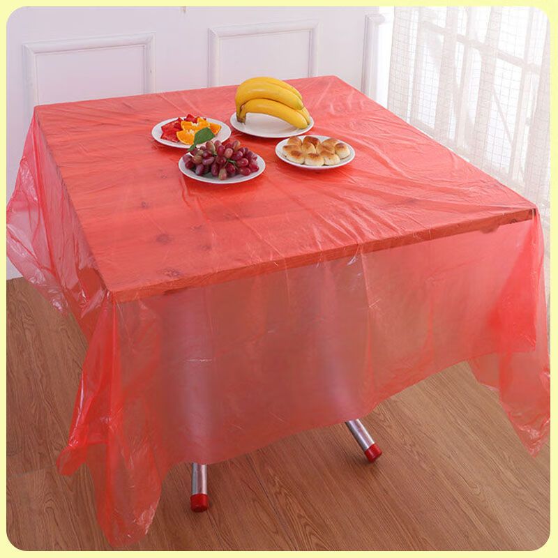 一次性桌布塑料加厚台布长方形桌圆桌饭店酒席婚庆宴席家用餐桌布1