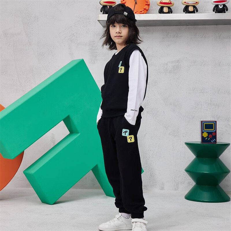 大嘴猴(paul frank)童装儿童套装2025秋冬季款中大童潮酷男女童宽松舒适中大童休闲装 112F蓝色 110
