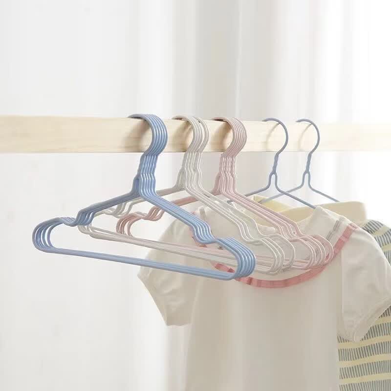 简尚恩【店铺精选】家用浸塑衣架收纳必备学生晒衣服宿舍阳台晾晒衣服佳 浅蓝-40厘米凹槽款 20个装