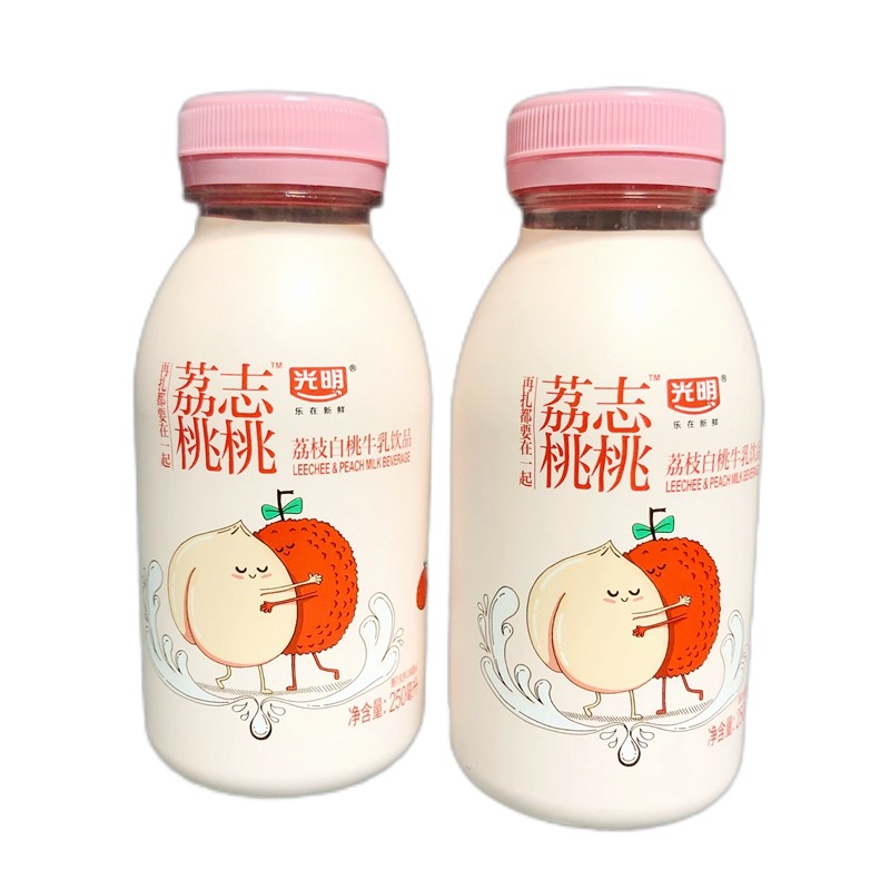 光明荔枝桃桃荔枝白桃牛奶乳品饮品儿童宝宝饮料250ml特惠装 荔枝桃桃