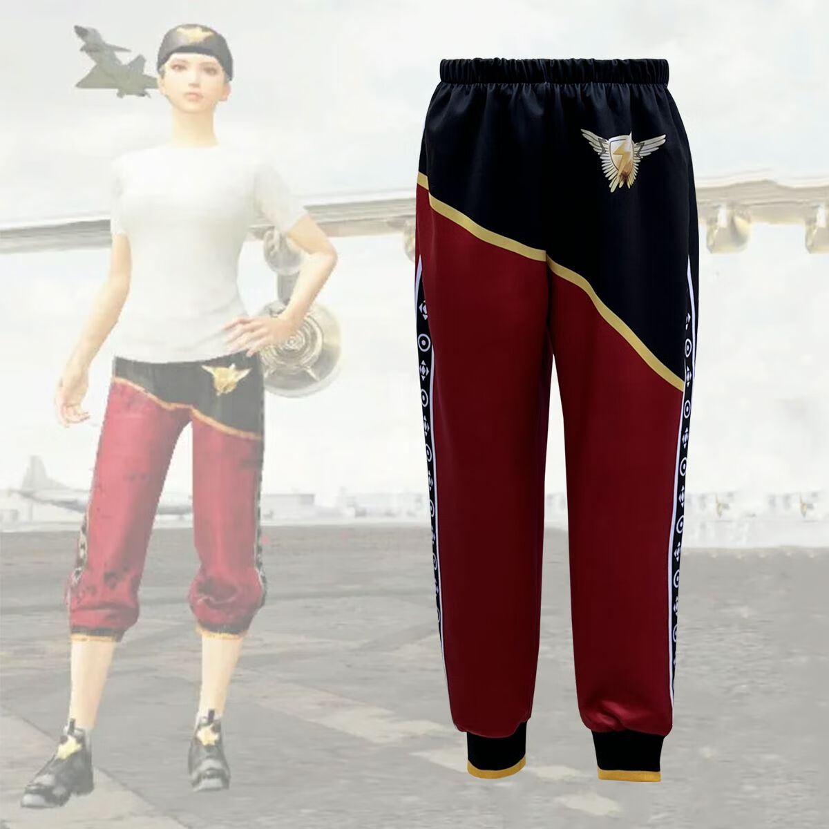 s1身法裤和平cos服衣服身法裤子学生版吃鸡裤子s 速干面料【红色长裤