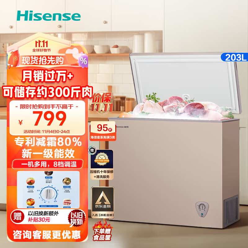海信（Hisense）203升减霜冰柜家用商用小型冷柜 冷藏冷冻转换囤货母婴 一级能效卧式冰箱BD/BC-203NUD以旧换新怎么看?