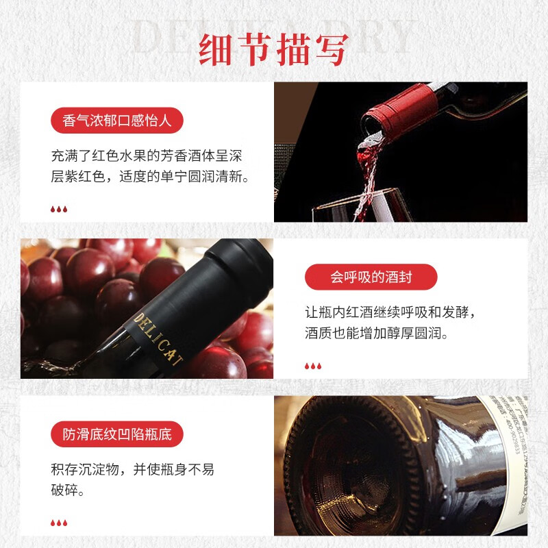 黛莉卡【智利进口干红葡萄酒】 13°干红葡萄酒瓶装750ml聚会婚宴佳品 智利进口黛莉卡 1箱6支