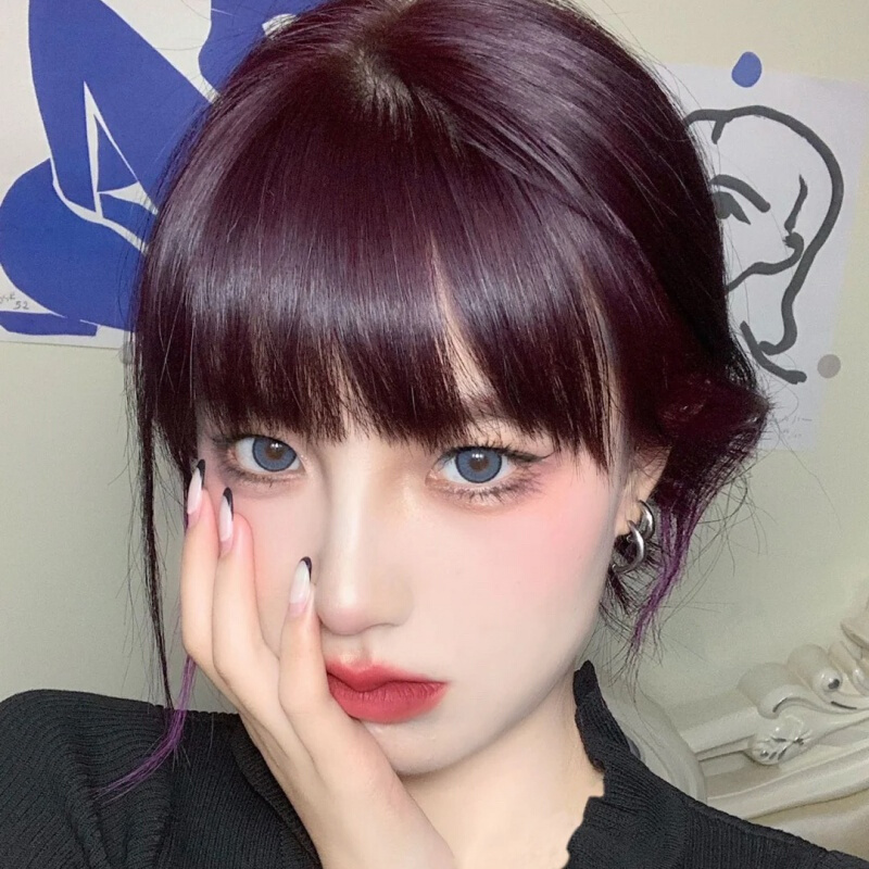 蒙倩(meng qian)2024黑紫色染发剂网红流行天然植物盖白发粉紫灰葡萄