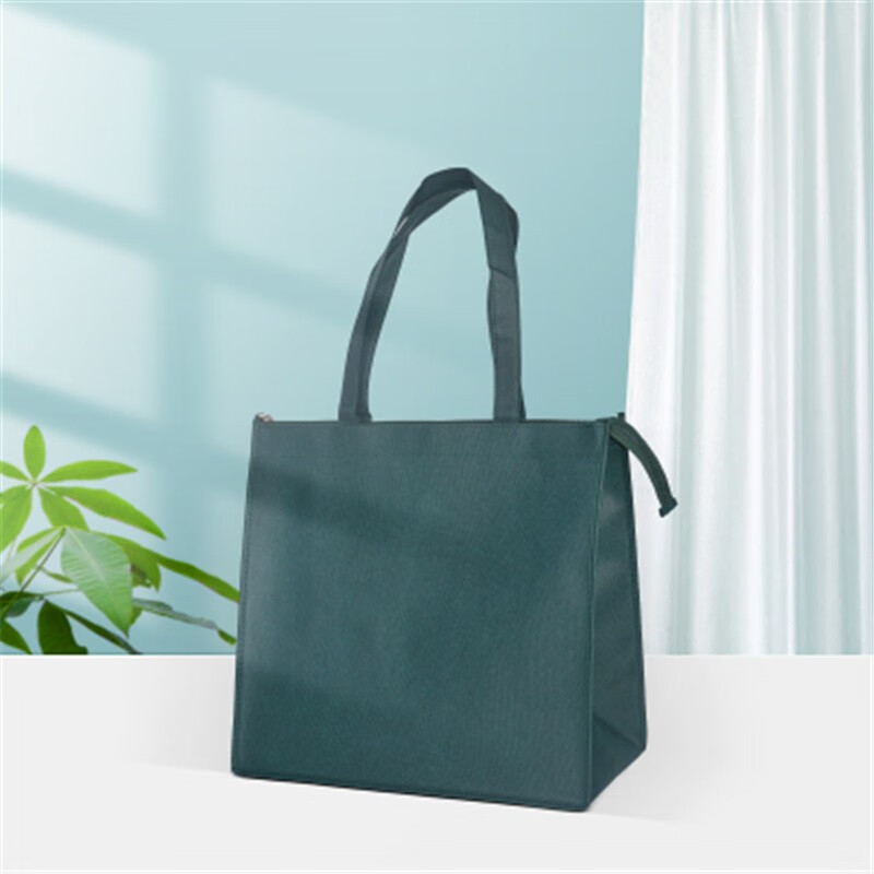 摩梧无纺布拉链收纳袋 加厚手提包 空白袋 袋口有拉链现货定做 蓝色 38*18*42cm 竖款中号 1个装