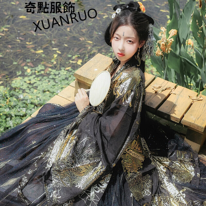 高端轻奢汉服女龙母鲛人泪女翎星大袖口仙女裙中国风古装对襟齐胸襦裙