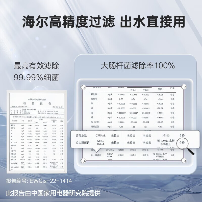 海尔净水器厨下式超滤机厨房自来水过滤器直饮净水机家用滤水器矿物质 白泽PRO-滤菌去余氯保留有益矿物质