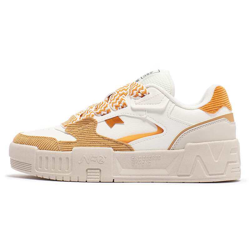 361°女鞋运动鞋新款女休闲百搭板鞋 羽毛白/羊皮纸色 38 实付79元