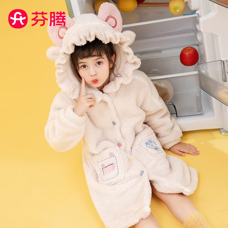 芬腾睡裙女童布朗熊联名250g连帽南芙泡绒亲子家居服Q9984740833怎么样,好用不?