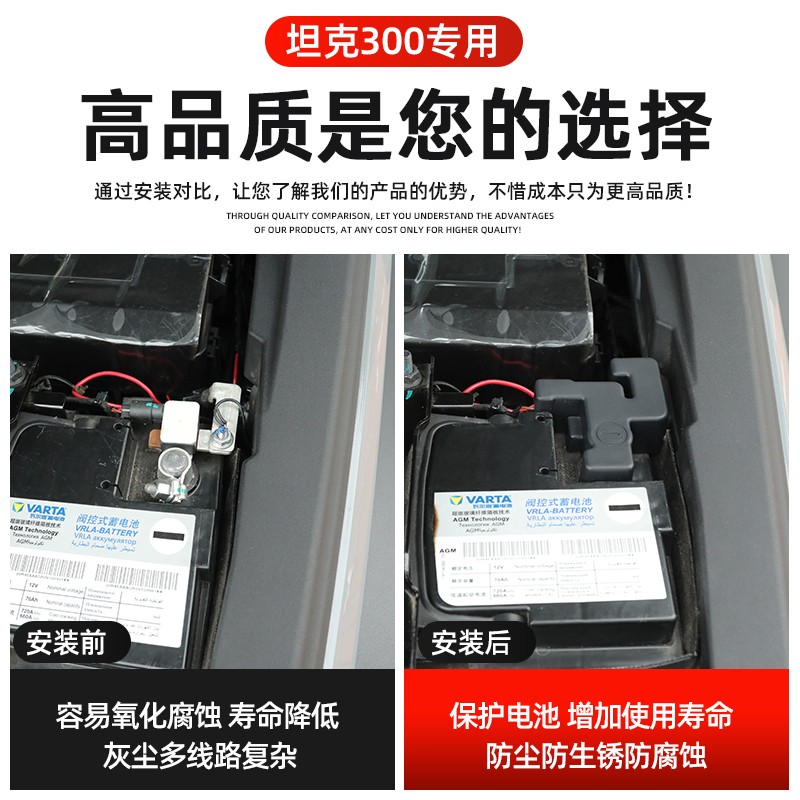 帕肯坦克300电池瓶负极保护盖板防生锈水护罩改装魏派汽车改装配件 坦克300电池负极盖