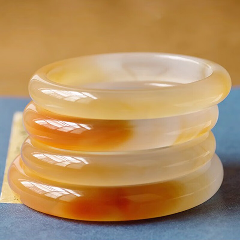 初缘玉手镯女冰种玉髓玛瑙手镯子锦鲤蜜糖送老婆女友本命年生日礼物 64-65适合130-140斤