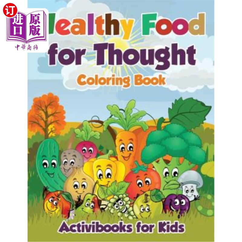 海外直订healthy food for thought coloring book 健康食物的思想