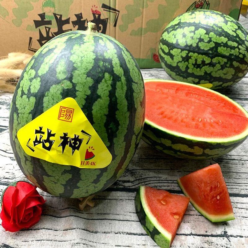 旗旗号现货甘美4k/战神西瓜麒麟瓜无籽超甜西瓜礼盒日本引种顺丰发货