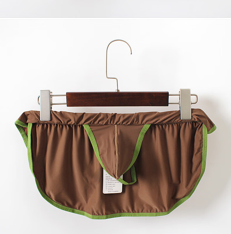 刘潮布款裤男士内裤可掀开居睡短款裤单丁两片式性感男冰 咖啡色 m