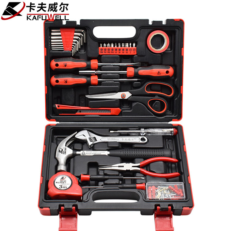 卡夫威尔 32件套家用工具箱套装 电工工具套装 家庭五金工具包螺丝刀扳手锤子内六角工具组套 H2686A