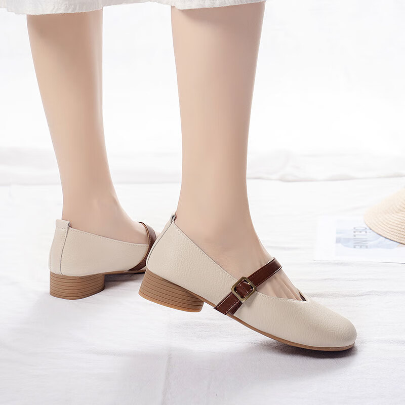 佐罗骑士单鞋女2023春夏平底仙女风软底豆豆鞋学生浅口网红软皮百搭