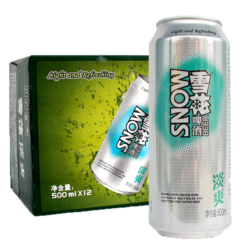 雪花(snow)啤酒 经典醇厚型 jdwl 500ml 12罐 淡爽
