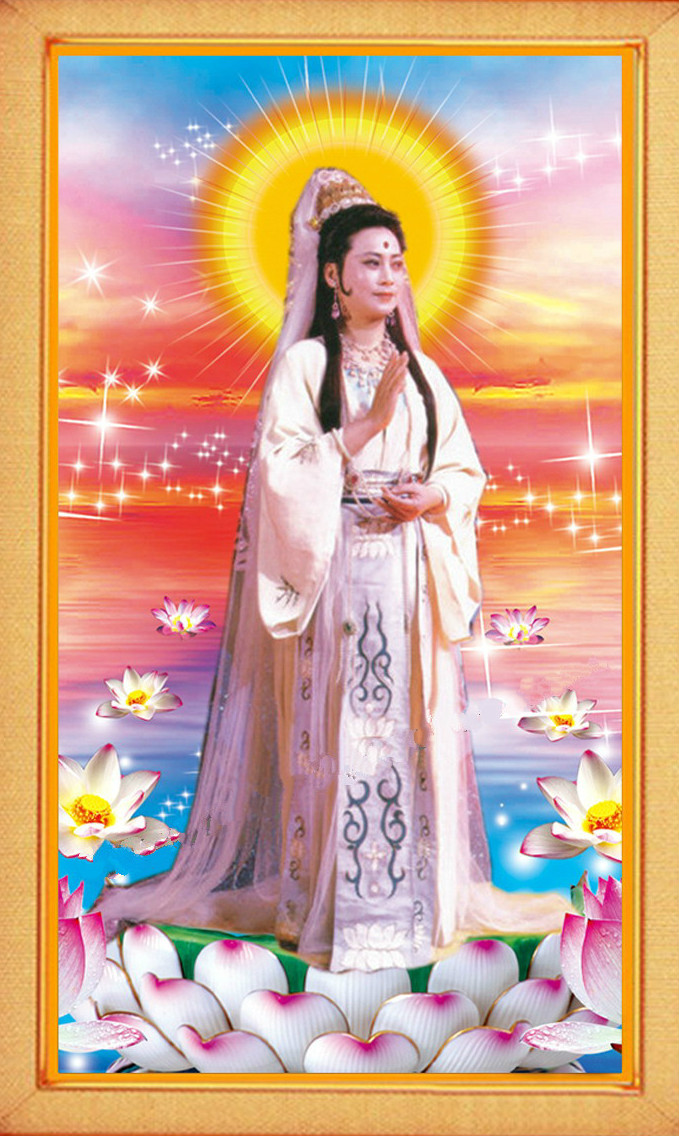 南海观音菩萨十字绣丝线刺绣西方三圣观世音菩萨十字绣5d 【棉线】100