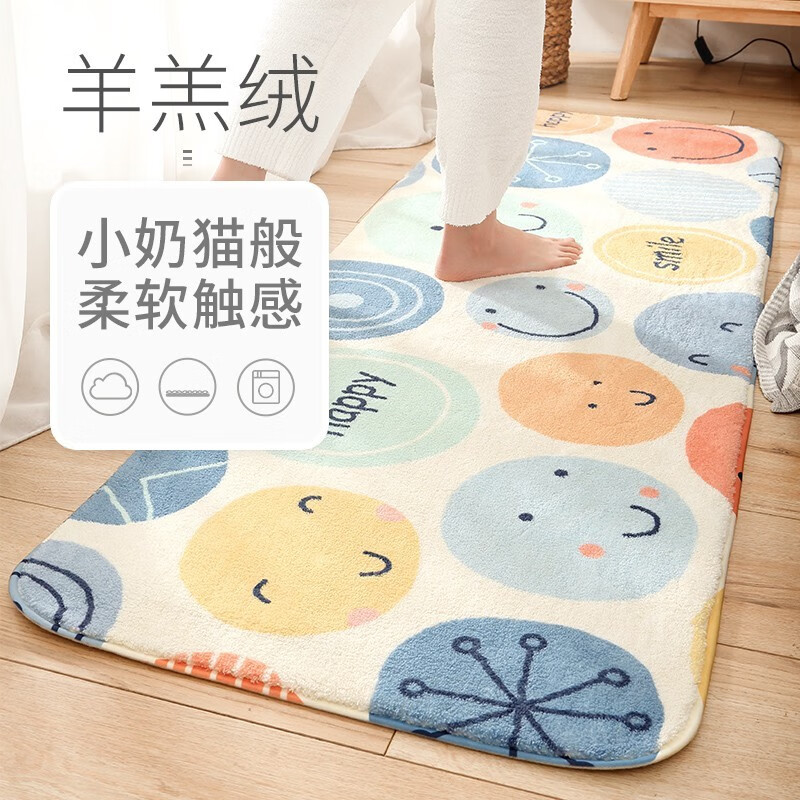 大江羊羔绒长条地毯卧室床边毯防滑隔凉脚毯舒适飘窗垫毯 云尚 80*160cm