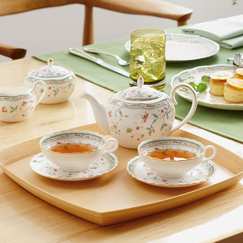 则武（Noritake）【礼物】HANASARASA咖啡杯套装欧式下午茶茶具精致对杯礼盒美式 HANASARASA点心盘18.3cm