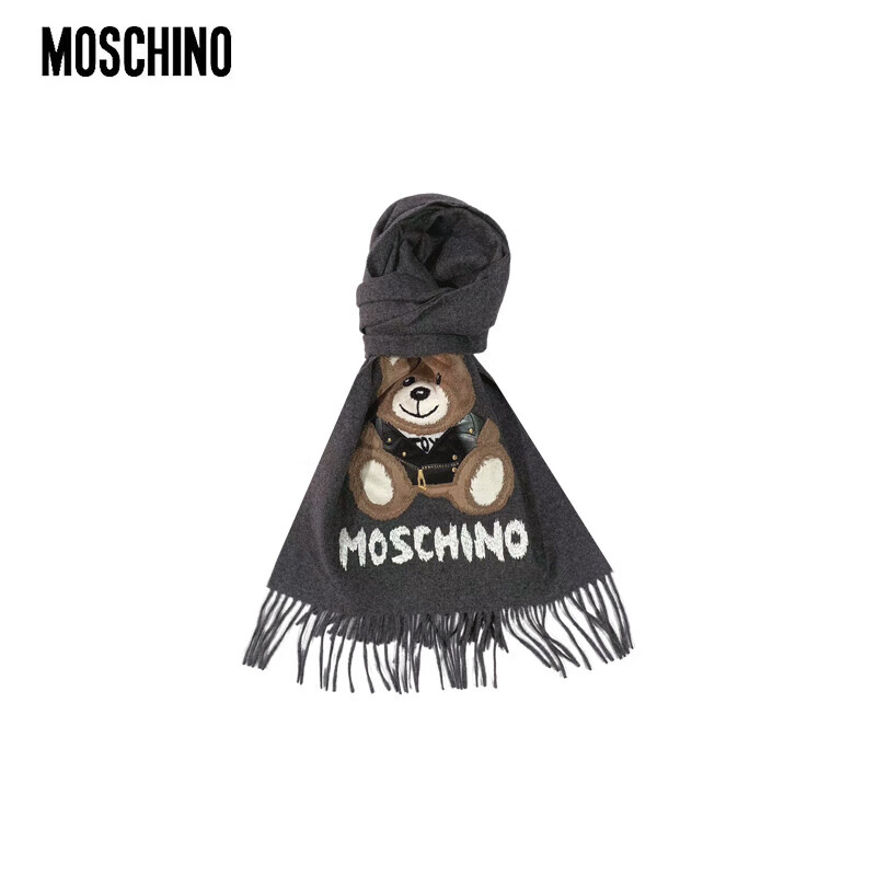 莫斯奇诺（moschino）女士小熊图案羊毛秋冬围巾 30033M2781 深灰色 