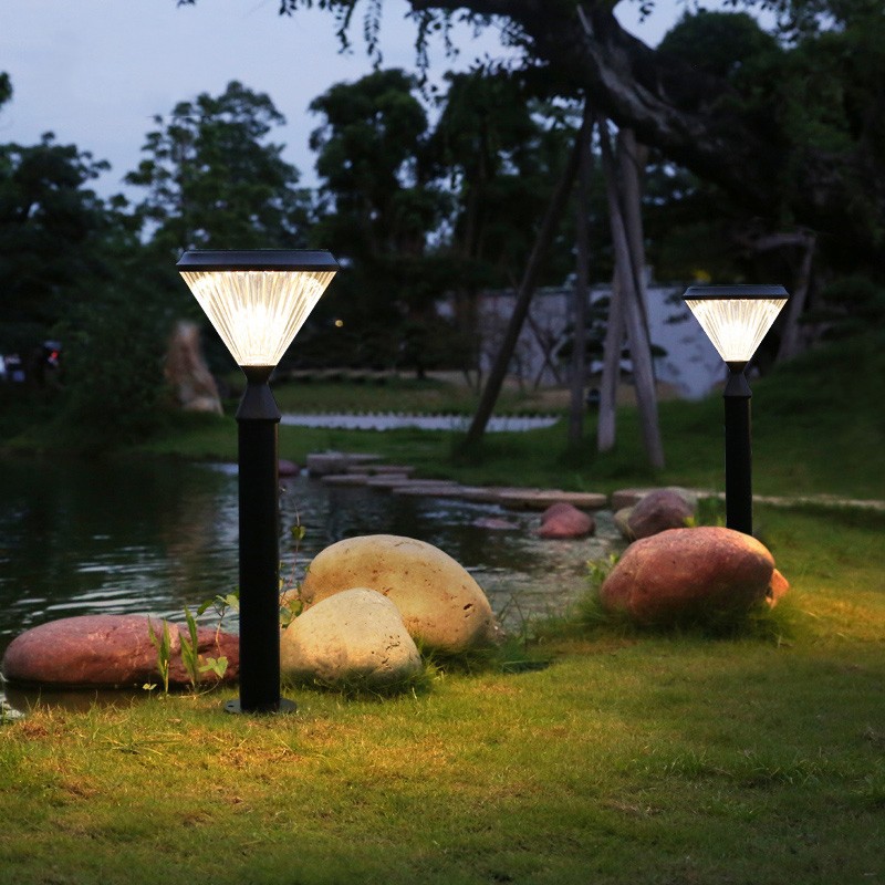户外防水插地草地灯 高50cm钻石 [暖光] 黑色太阳能款 太阳能草坪灯