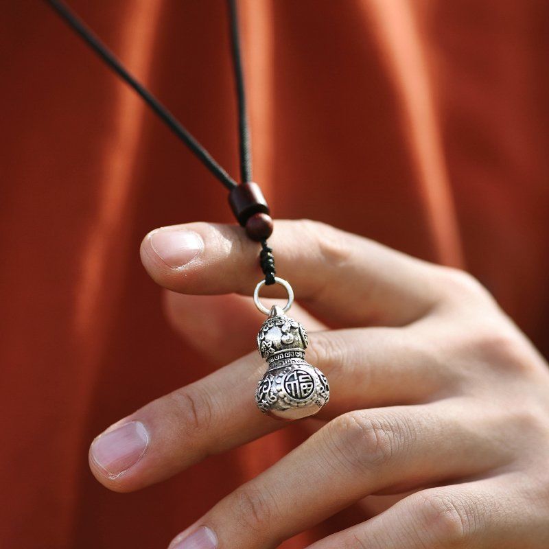 魅丽饰季  泰银男士可藏护身符葫芦吊坠楞严咒嘎乌盒项链男女可戴汽车
