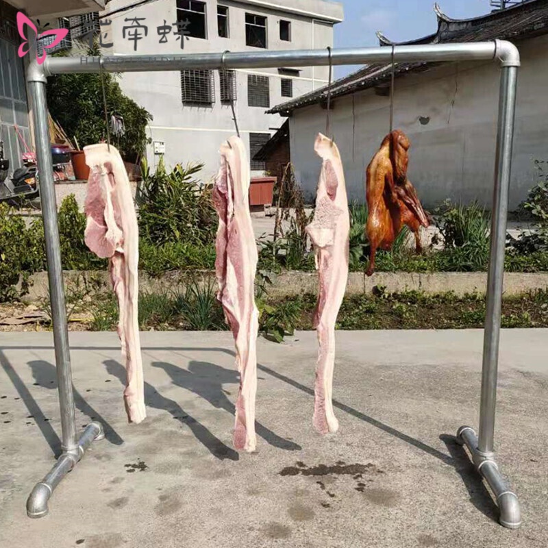 缦宛木挂腊肉家用小型折叠晾晒肉架子烘烤卖咸杀猪肉挂钩货架杆子 长