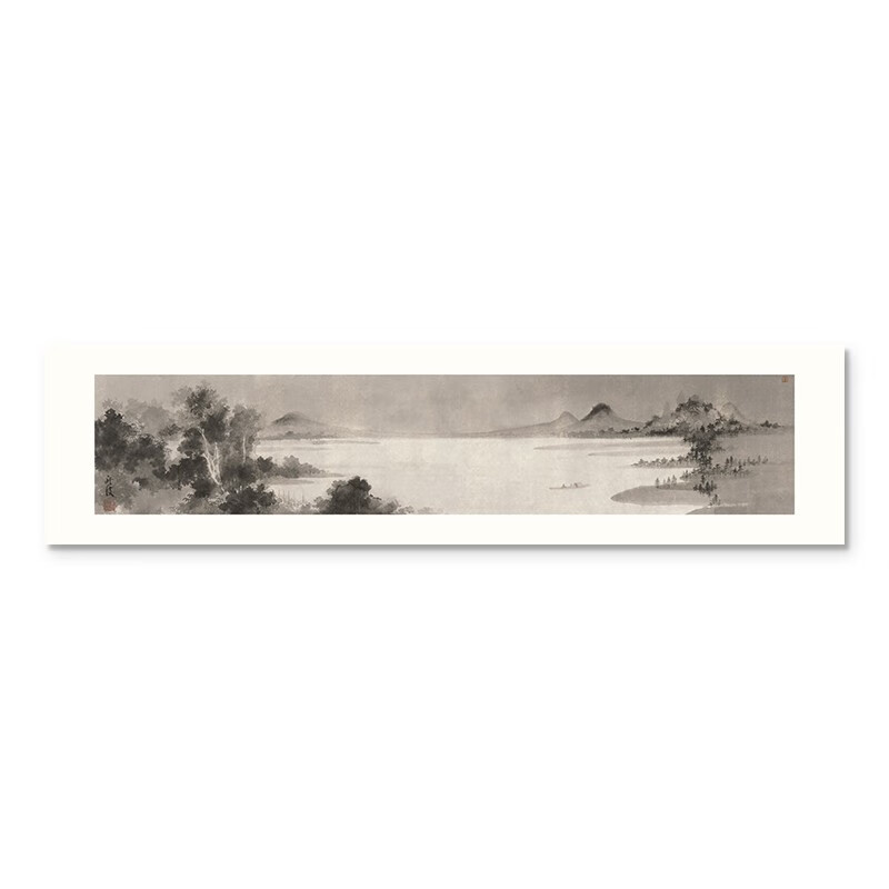 潇湘八景茶室山水无框画新中式水墨禅意挂画国风客厅背景墙装饰画 1号