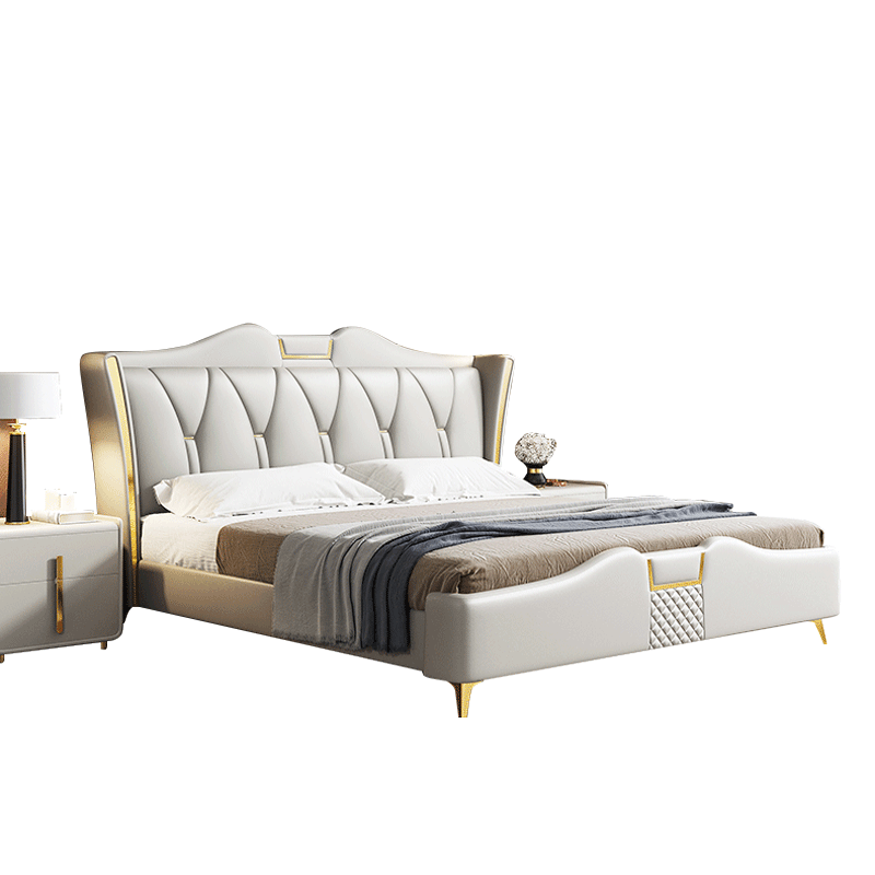 费杰罗 床 皮床1.5/1.8m卧室双人床意式轻奢软靠床 现代简约大床主卧家具 L82# 1.8m单床