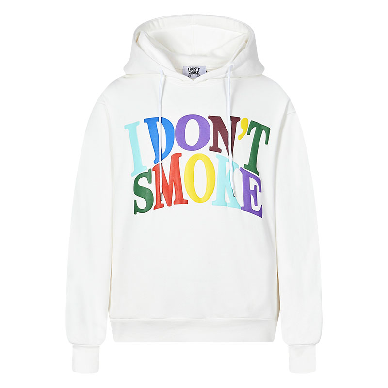 donsmokedonsmoke20aw拒绝吸烟彩虹立体发泡国潮男女情侣连帽卫衣情侣