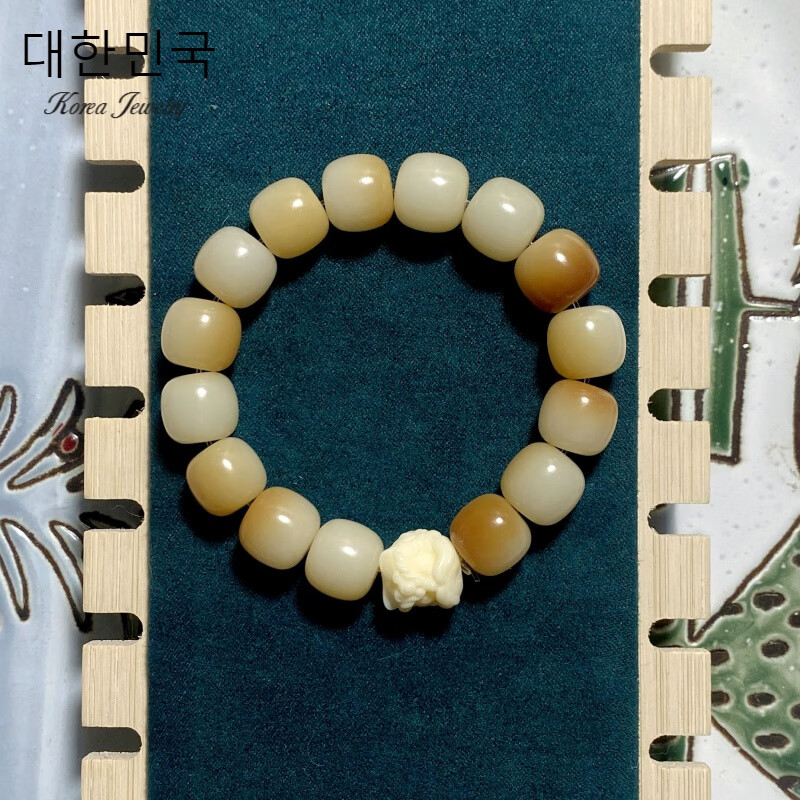 芠拉象牙果醒狮渐变菩提手串白玉菩提根绕指柔文玩念珠男款盘玩手串礼