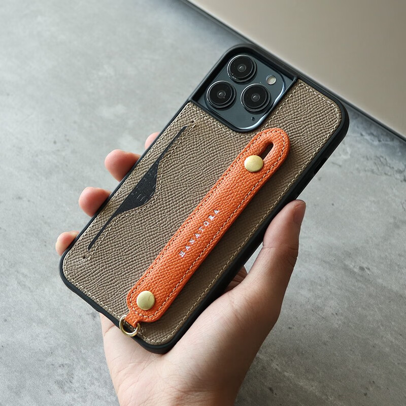 花虎（HANATORA）苹果17/16/15Promax手机壳新款日式真皮iPhone15/14pro高端全包防摔腕带挂绳带支架卡包男女款Air 【黑色】配挂脖绳 iPhone 16 Pro Max