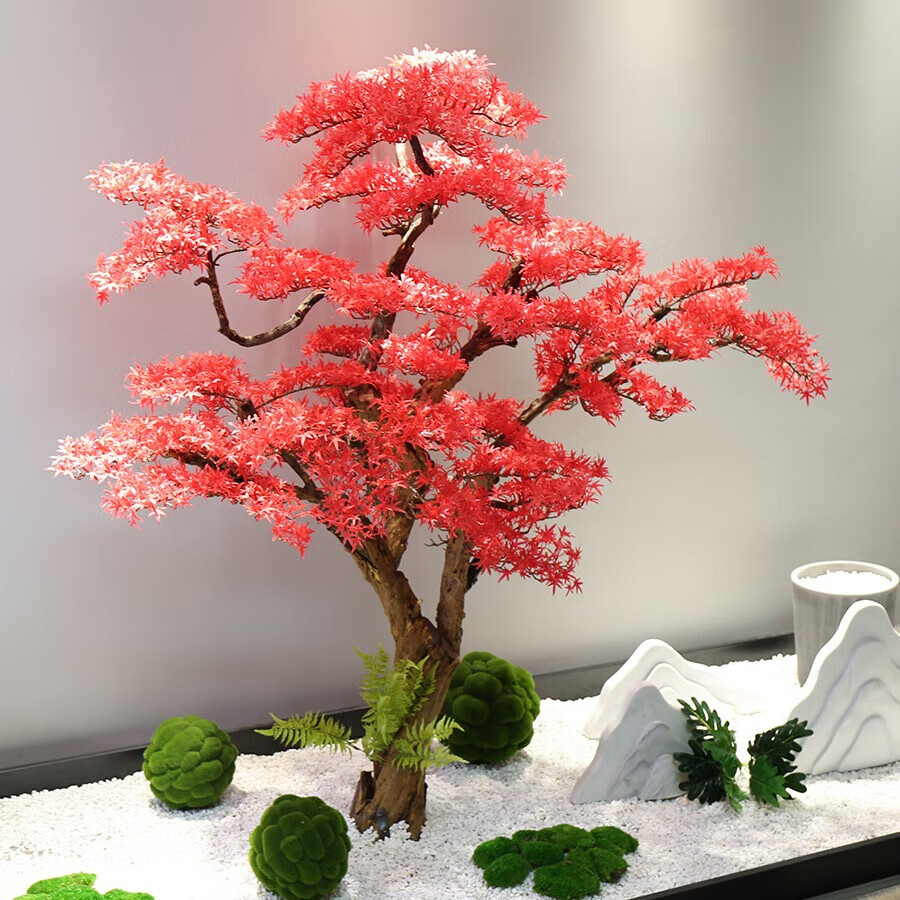 九叶草迎客松仿真树大型假树新中式造景室内外松树酒店橱窗装饰摆件绿植 1.5米高红松套餐