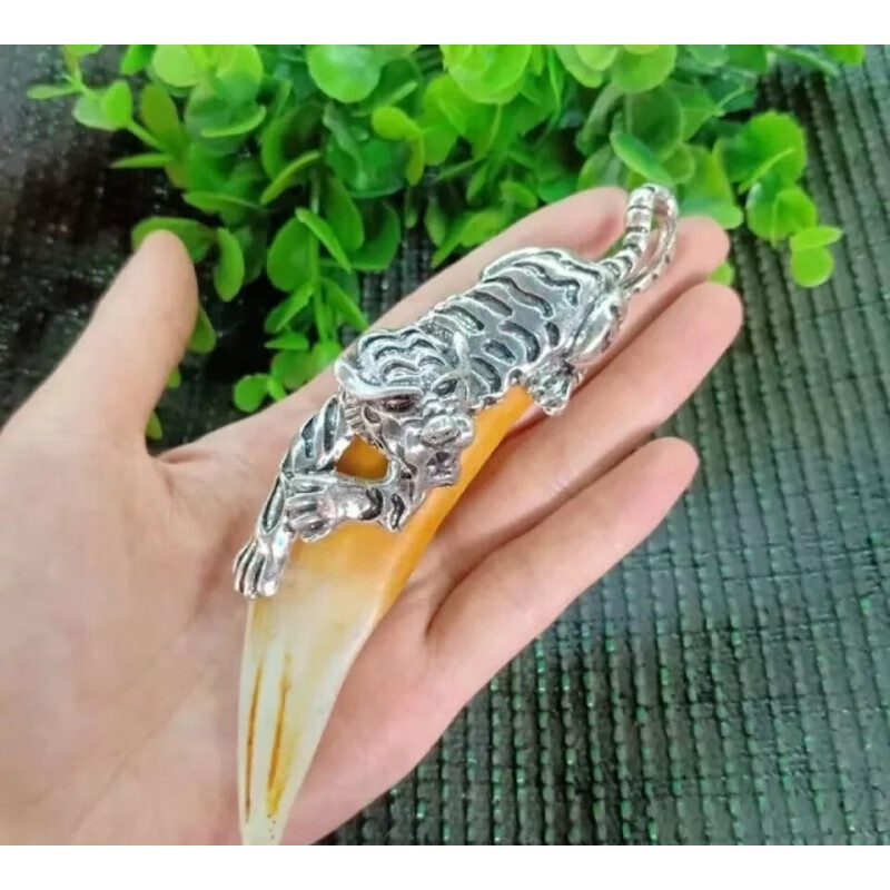 永红旺虎牙吊坠土豪版老虎仿熊牙挂件大物牙齿霸气饰品 土豪1 猫牙兽