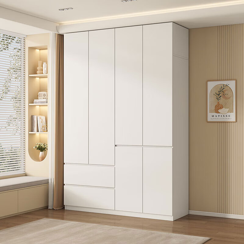 徒芸【包安装】实木衣柜家用卧室平开门储物柜出租房收纳柜定制大衣橱 【四门】1.6米主柜