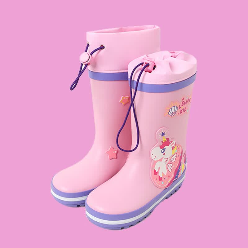 Lemonkid柠檬宝宝儿童雨鞋男童女童水鞋宝宝水靴防滑胶鞋小学生小孩女款男孩雨靴 粉紫独角兽 35码高性价比高么？
