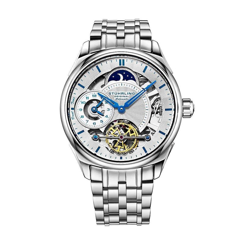 STUHRLING鏤空機械表 個(gè)性小眾商務(wù)男士手表表 星象雙時(shí)區 42mm 943B.01