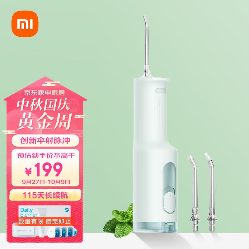 米家小米立式冲牙器洗牙器水牙线 F300薄荷绿 创新散射脉冲 4档模式3种喷嘴 中秋国庆礼物推荐属于什么档次？