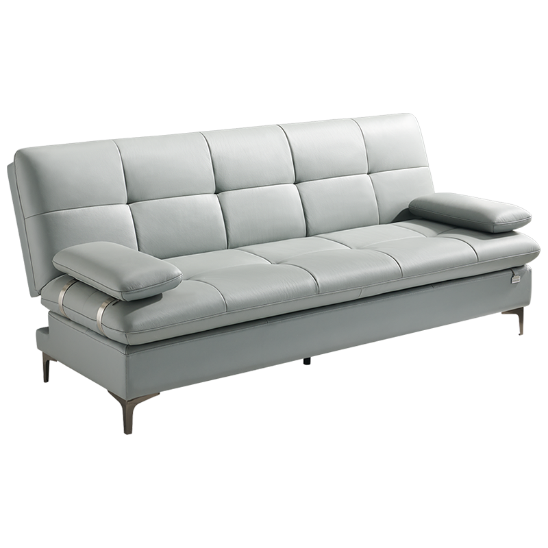 全友家居 皮沙发 现代简约进口头层牛皮式沙发床可拆卸扶手时尚可折叠中小户型皮沙发102600 A皮沙发床(灰蓝)