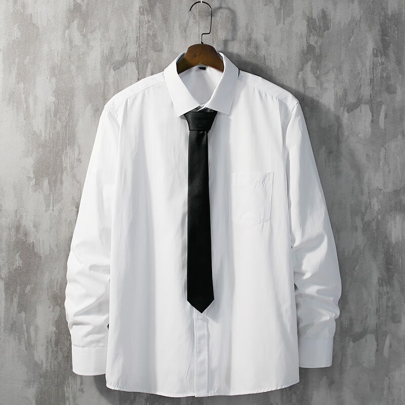 濮衣传说衬衫男长袖韩版宽松白衬衣领带学院风休闲学生内搭上衣dk制服