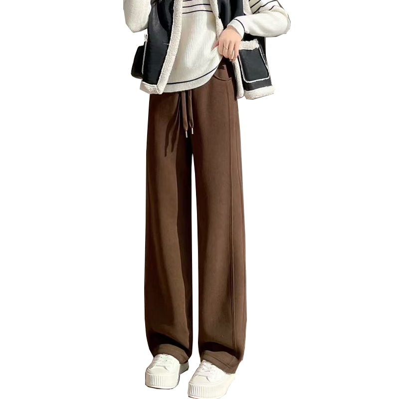 浪莎阔腿香蕉裤女秋冬加绒加厚保暖高腰垂感休闲百搭直筒运动裤