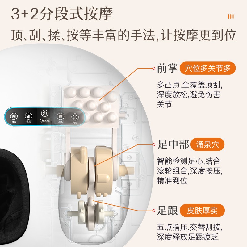 美的 Midea 多功能按摩智能定时足疗机足心检测足底按摩器足部脚部按摩器节日送朋友父母生日礼物MK-FJ0101